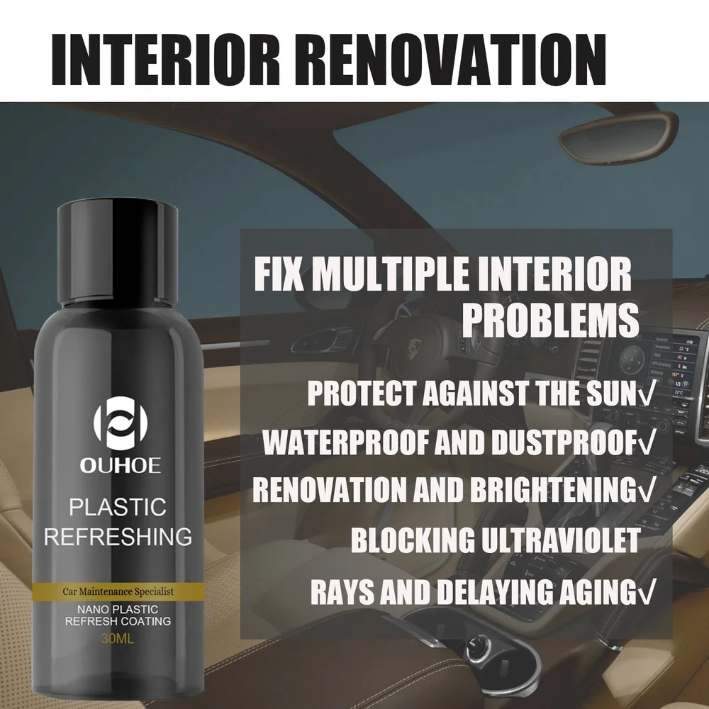 30/50ml Plastic Parts Retreading Agent Wax Instrument Panel Auto Interior Renovated Coating Car Light Cleaner |