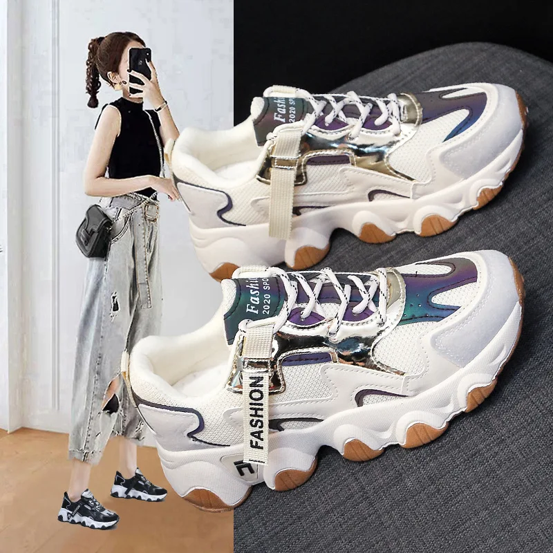 

Daddy Shoes Female Autumn 2021 New Breathable Korean Sports Shoes Thick-soled Student Running Women's Shoes Casual Shoes Mesh
