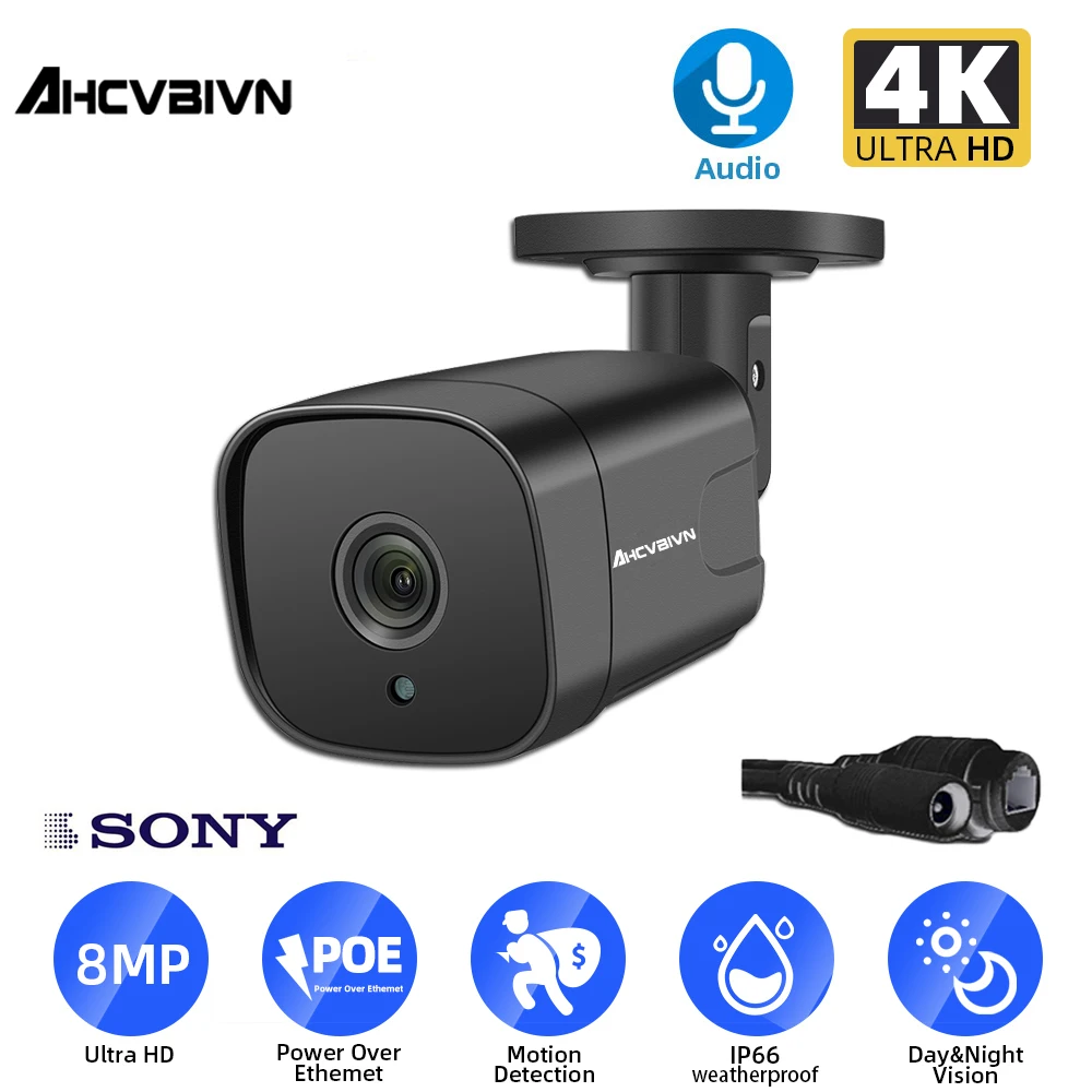 

Ultra HD 8MP POE Camera 4K IP66 Weatherproof Security Network Bullet Night Vision Email Alert Metal CCTV Camera 8.0MP POE Camera