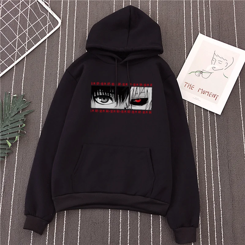 

Tokyo Ghoul Man Hoodie Hip Hop Pullovers Top Spring and Autumn Anime Printed pocket sports hoodie women Cool black pullover tops