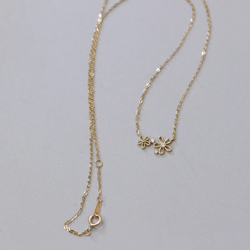 

925 Sterling Silver Bohemian Simple Small Flower Pendant Clavicle Chain Necklace Women Summer Beach Casual Jewelry Accessories