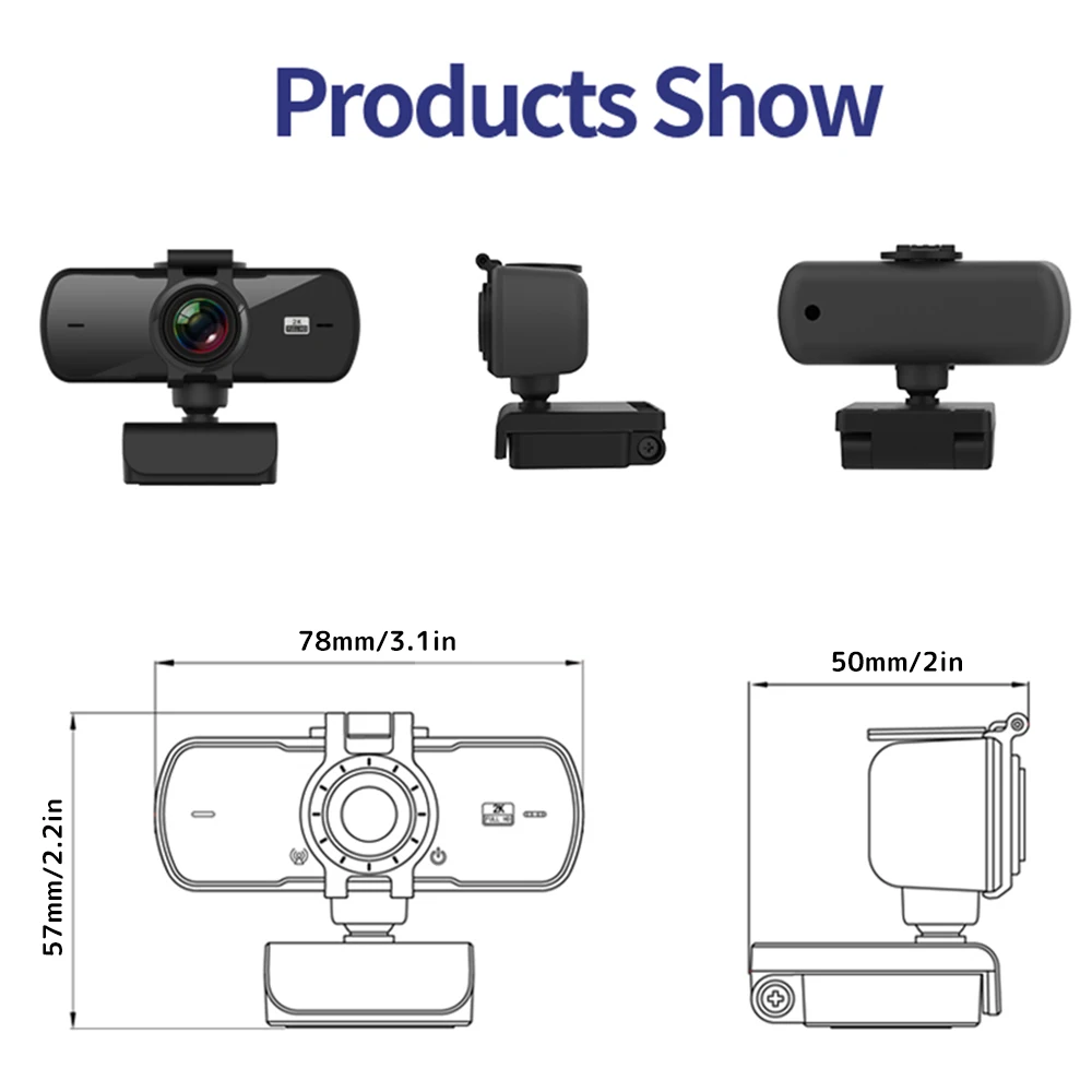 

HD Webcam 2K Auto Focus USB Web Camera with Microphone Laptop Desktop For Office Meeting Video Live Streaming