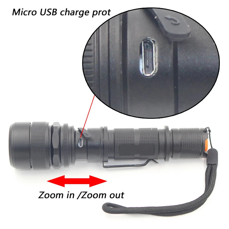Litwod z30 USB Перезаряжаемый светодиодный фонарик тактический с зумом U3 5000Lm