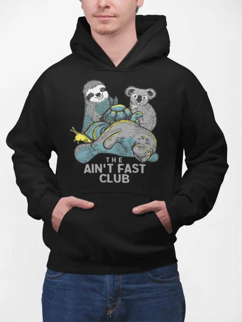 

Забавный пуловер унисекс The Ain Not Fast Club, толстовка с капюшоном, смешной пуловер с юмором, толстовка