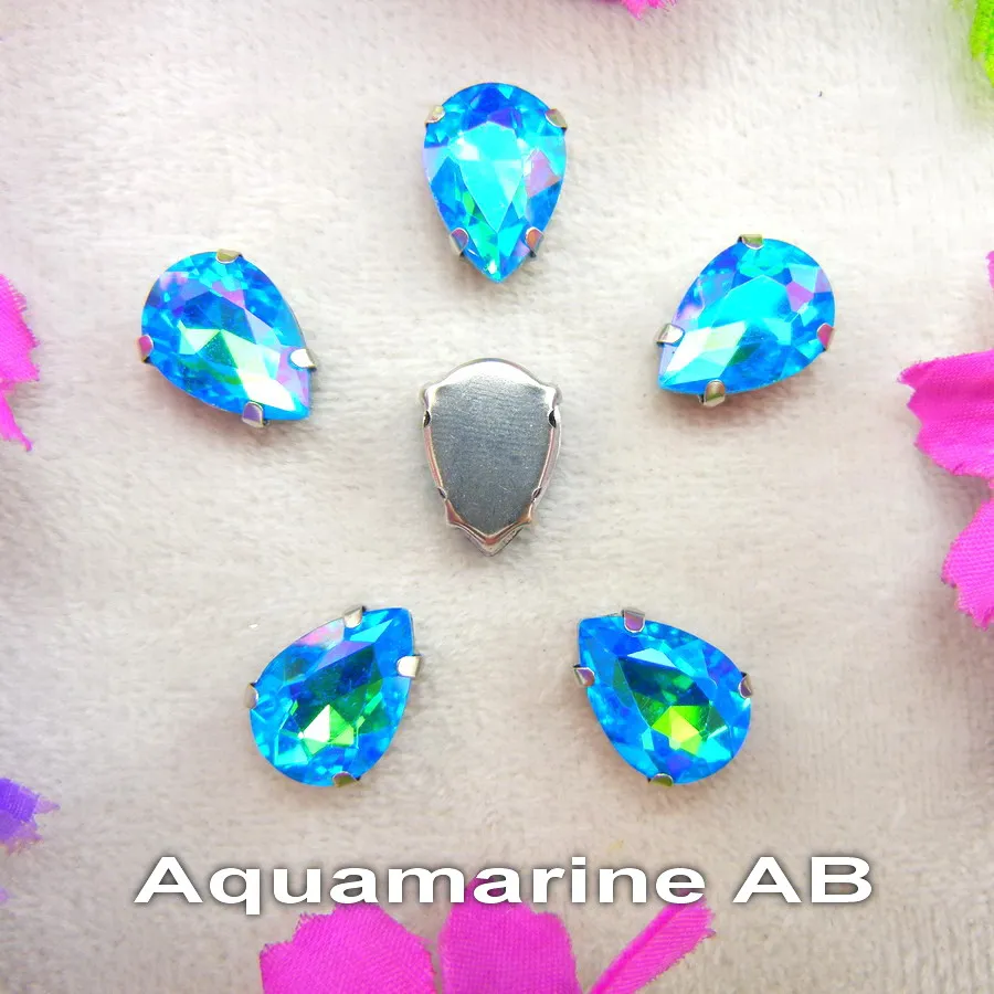 AB цвета серебряные крабы отверстия 7 размеров капля воды КАПЛЕВИДНАЯ стеклянная
