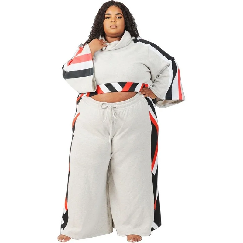 

Autumn New Fashion Patchwork Long-sleeved Suit Plus Size Two-piece Set Sports Jogger Simple Outfit Sweatpants Tracksuit