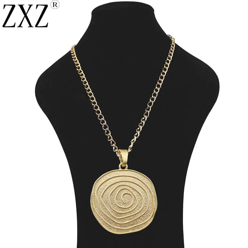 

Модное металлическое ожерелье ZXZ из матового золота с абстрактным вихревым швом в стиле бохо, подвеска-Шарм на длинной цепочке, Lagenlook