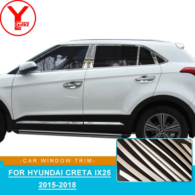 Нержавеющая сталь автомобильная оконная отделка полосы литья для hyundai creta ix25 Cantus аксессуары для стайлинга автомобилей YCSUNZ