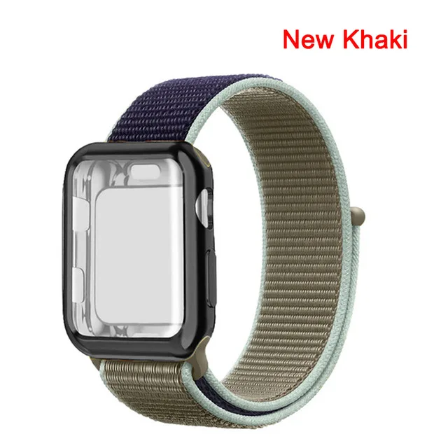 Khaki Нейлоновый ремешок для наручных часов Apple Watch серии 3/2/1 38 мм 42 мм из мягкой дышащей ткани, сменный спортивный браслет для наручных часов iWatch серии 4 40 мм 44 мм - Цвет ремешка: Khaki