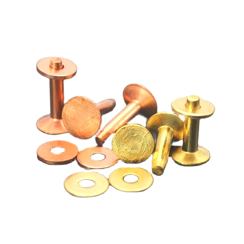 

50 Sets Solid COPPER or BRASS Rivets & Burrs (Cap Diameter X Shank Length)