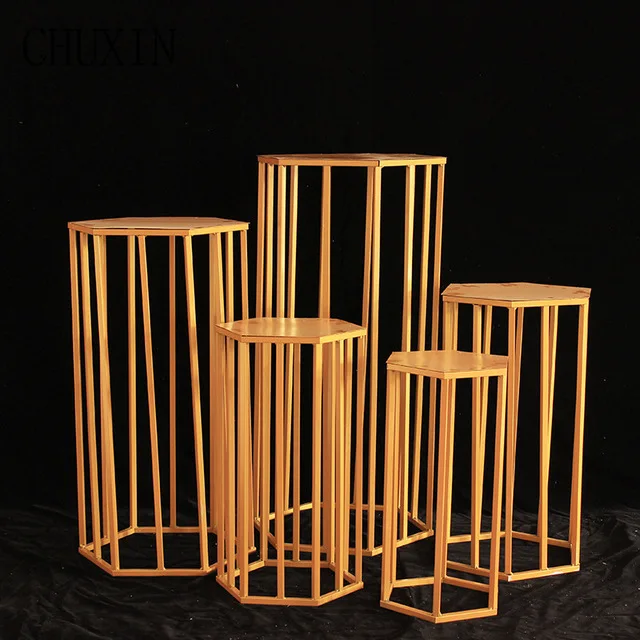 C Gold 5-piece set 5 шт./компл. торжественное мероприятие Искусственные цветы; платье-торт; еда конфеты дисплей металлический каркас Свадебные круглого стола цилиндрической формы ребенка душевая колонна - Цвет: C Gold 5-piece set