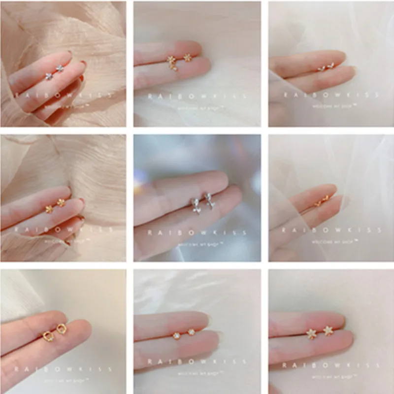 

Plants Stud Earrings For Women 2021 New Trendy Simple Mini Invisible Ear Bone Nails Fashion Small Fresh Female Piercing Jewelry