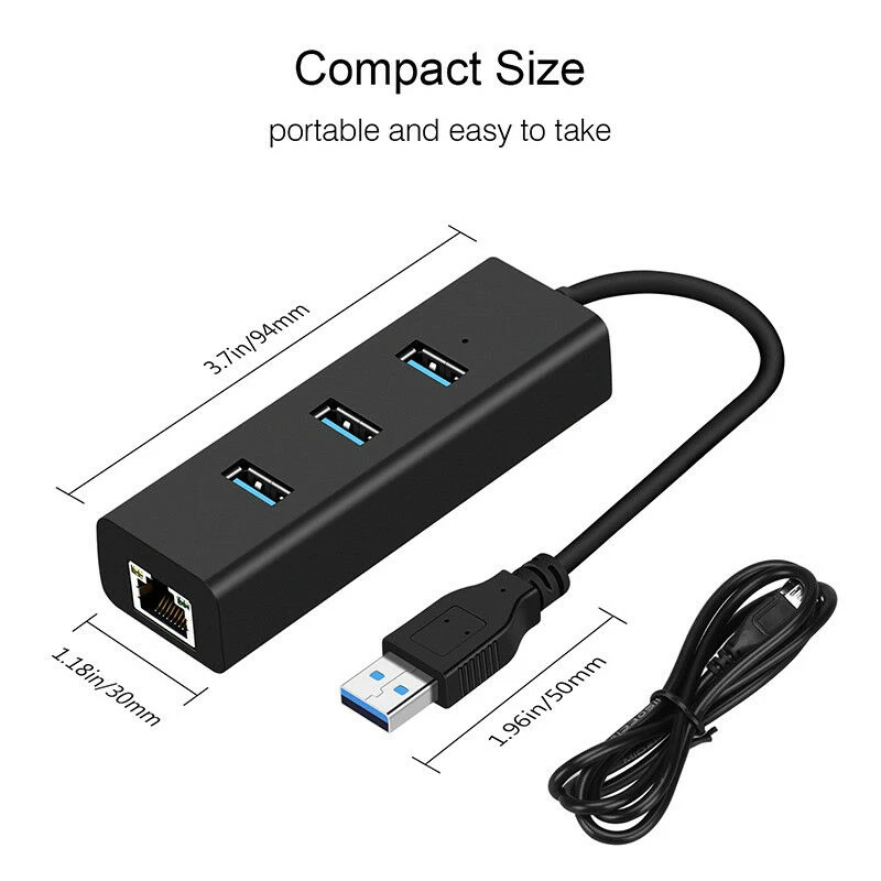 usb gigabit ethernet adapter 3 ports usb 3 0 hub usb to rj45 lan network card for macbook mac desktop micro usb charger cable free global shipping
