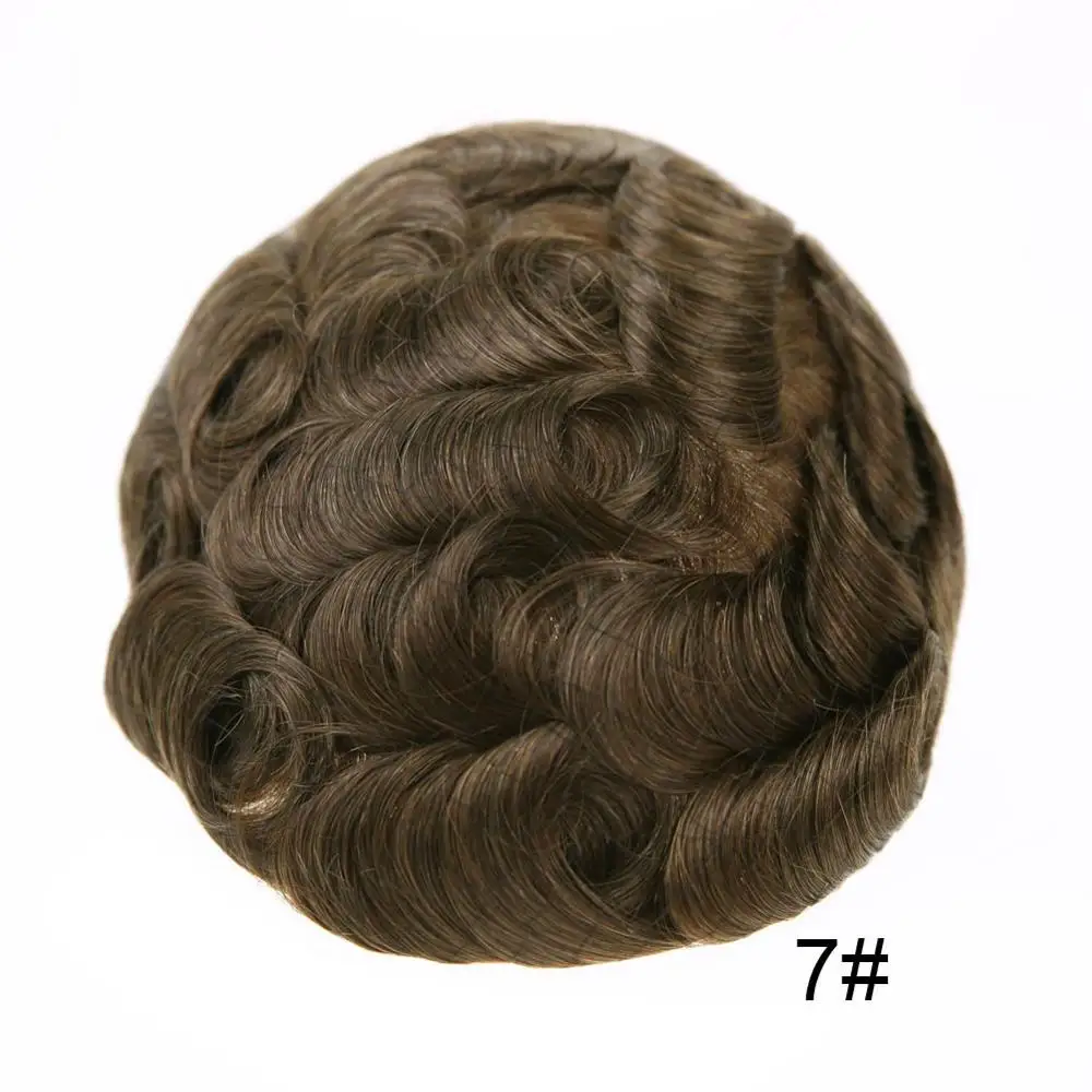 SSH remy Волосы полные швейцарские кружева мужские Toupee натуральные передние отбеленные узлы человеческие накладные волосы - Парик Цвет: 7#