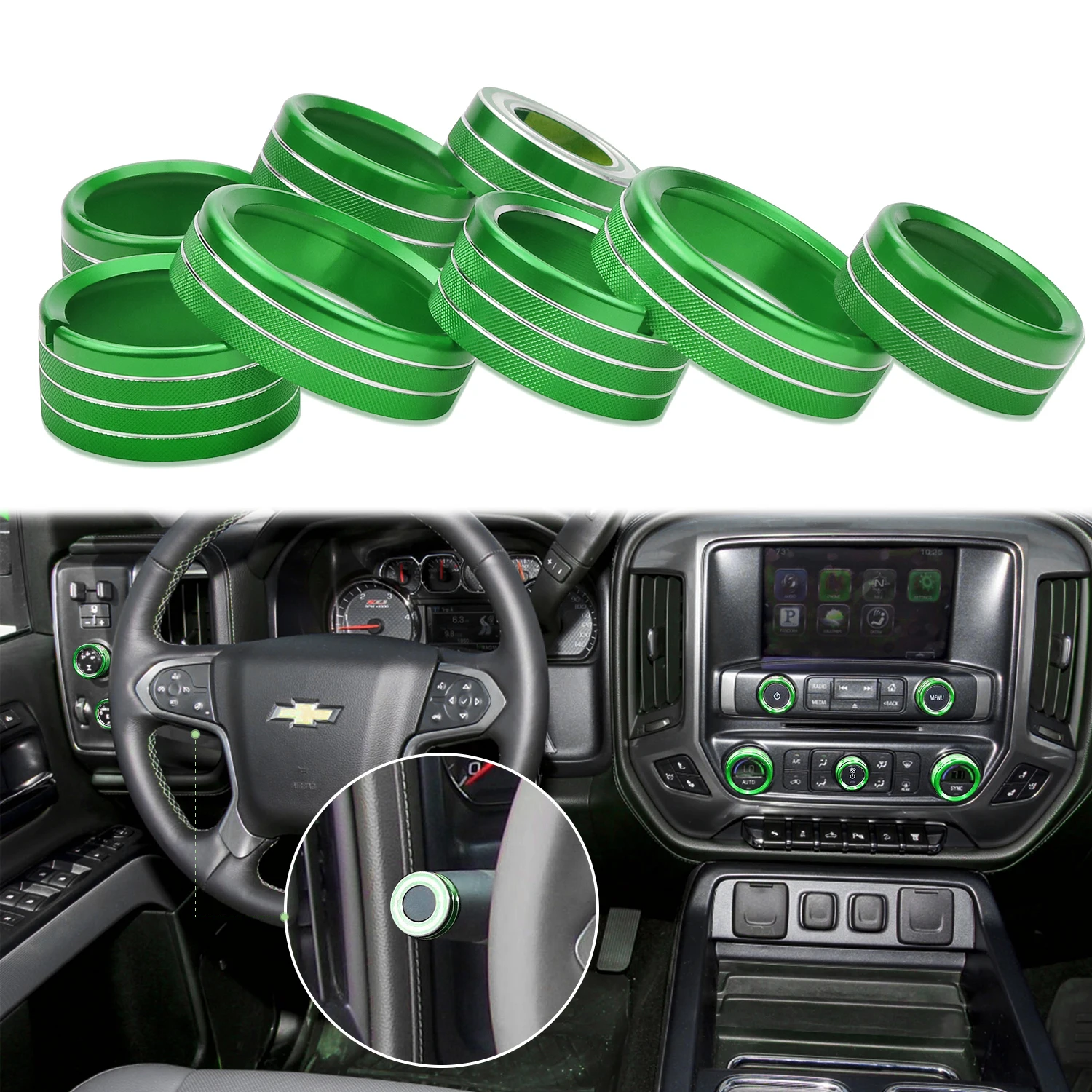 

8 цветов, кнопки для регулировки вентиляционного отверстия салона автомобиля, крышка переключателя, отделка кольца для 2014-2018 Chevy Silverado & GMC ...