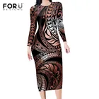 FORUDESIGNSНовинка, модные элегантные женские вечерние платья, поли Гавайское Омбре, Tapa, вихревое Платье с принтом, женское сексуальное облегающее платье с круглым вырезом