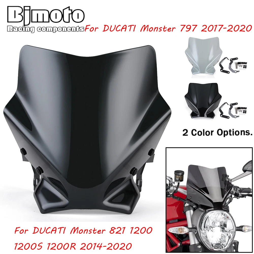 

Motorcycle Windshield Windscreen Bracket Set For DUCATI Monster 821 1200 1200S 1200R 2014-2020 797 17-20 Wind Screen Protector