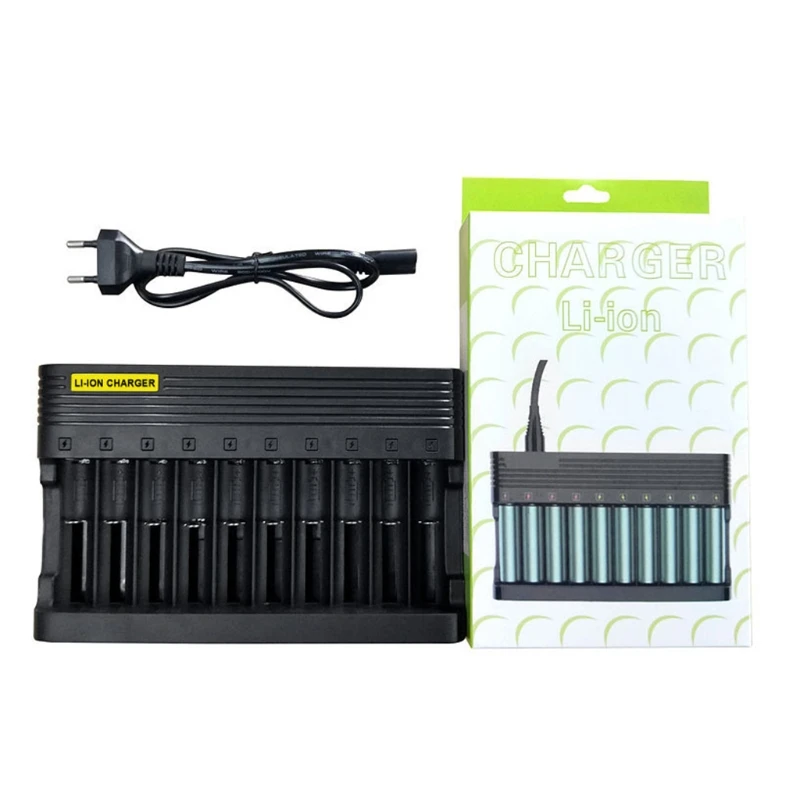 

10-Slot Universal US Plug Battery Charger 3.7V/4.2V Li-ion Rechargeable Battery A6HE