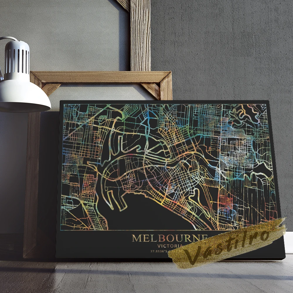 Плакат с картой мира карта австралийского города художественные принты Мельбурн