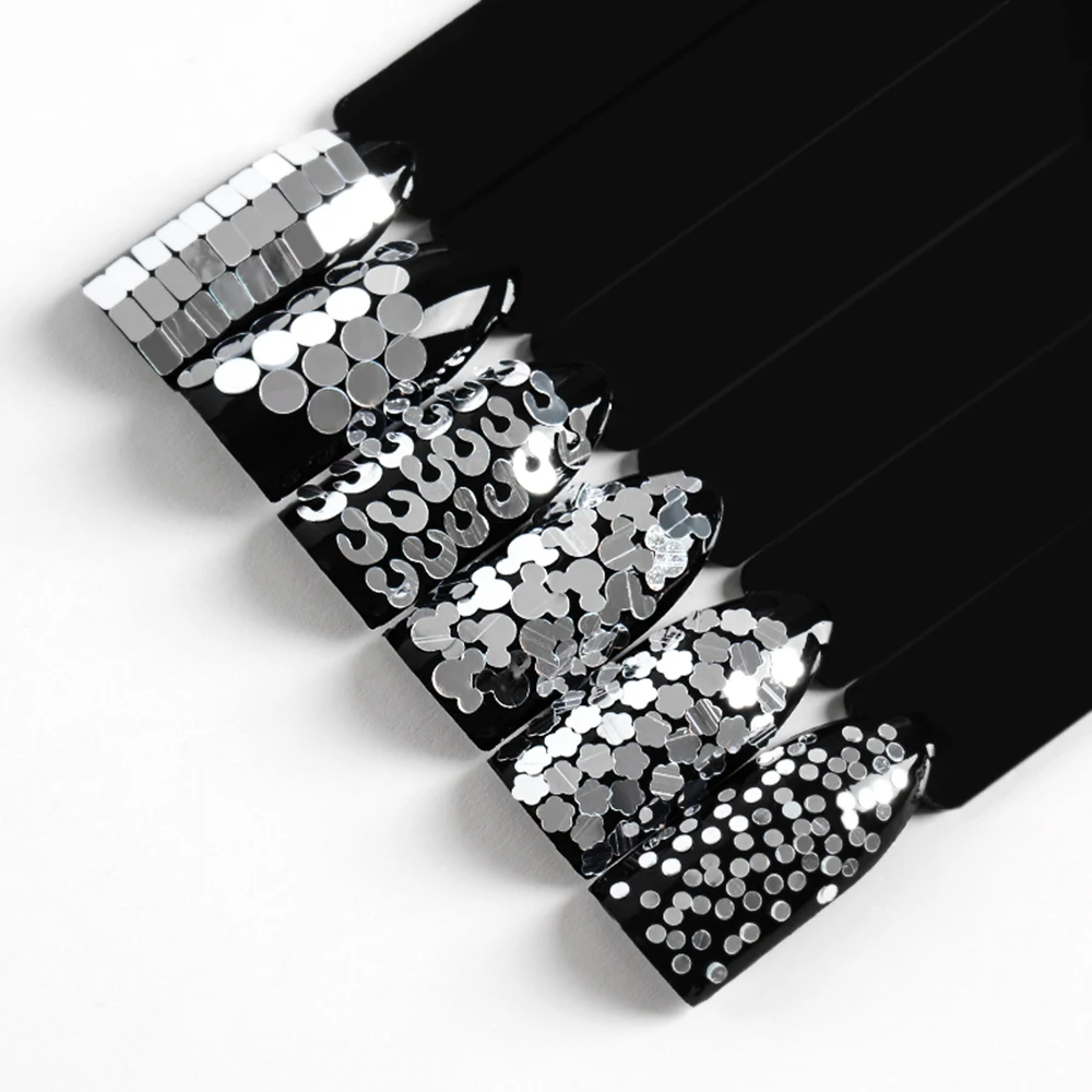 Голографические серебряные блестки для нейл Арта (искусство украшения ногтей)