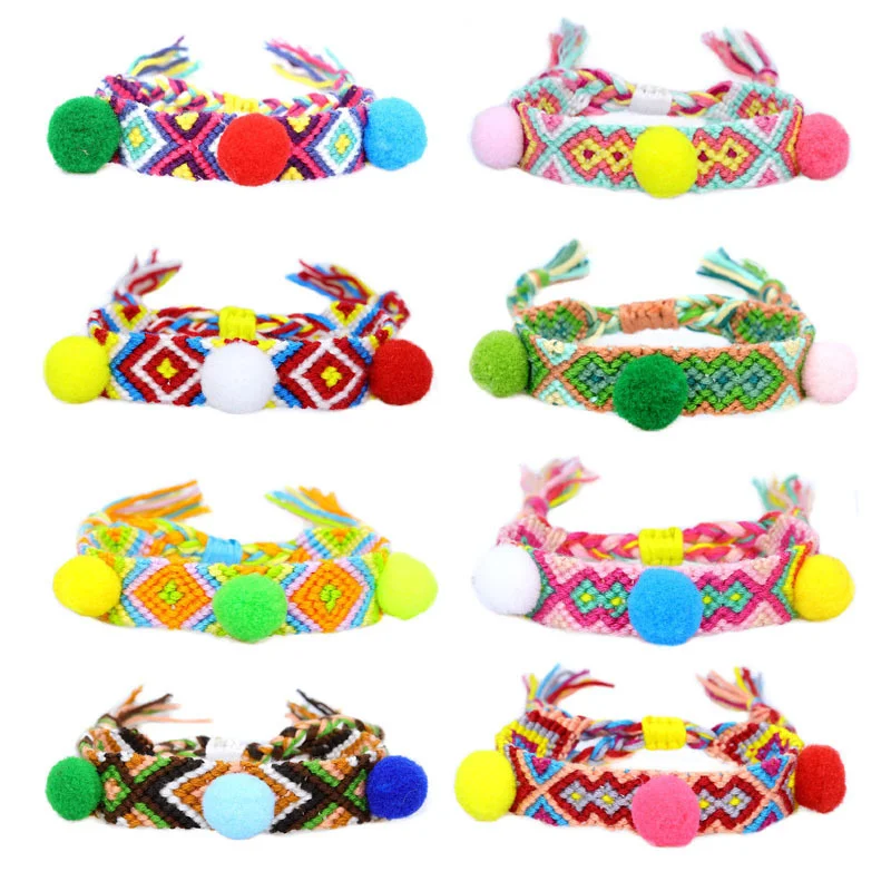 

XUXI Multiple Colour Bracelet, Women, Colorful Hair Ball, Couples, Hand Made, Fashion, Rope Chain, S096