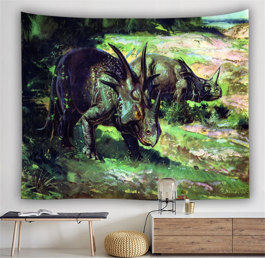 Настенный гобелен в виде динозавра настенный тканевый подвесной животного стиле
