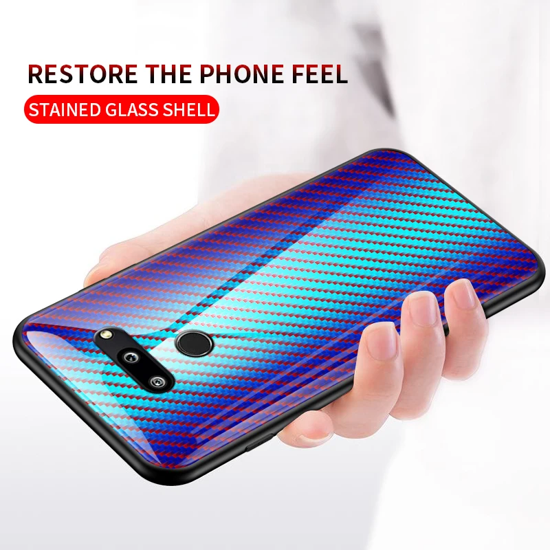 Carbon fiber Patterned Tempered Glass Case For LG G5 G7 G8 G6 Phone Soft Silicone Frame Hard Back Cover Shockproof |
