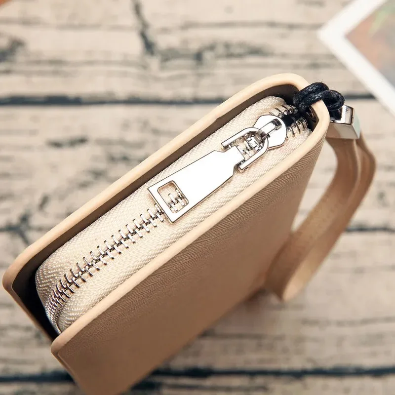 

Clutch Organizer Wallet Women Organizer Purse Plaid Zipper Long Key Coin Bag Casual Women's Wallet Leather Genuine Money Bag