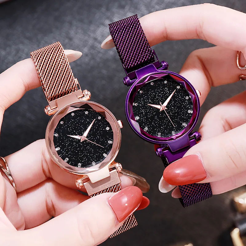 

New Fashion Quartz Watches Stainless Steel Girls Student Watch Starry Sky Watches Female Quartz Clocks Relogio Masculino