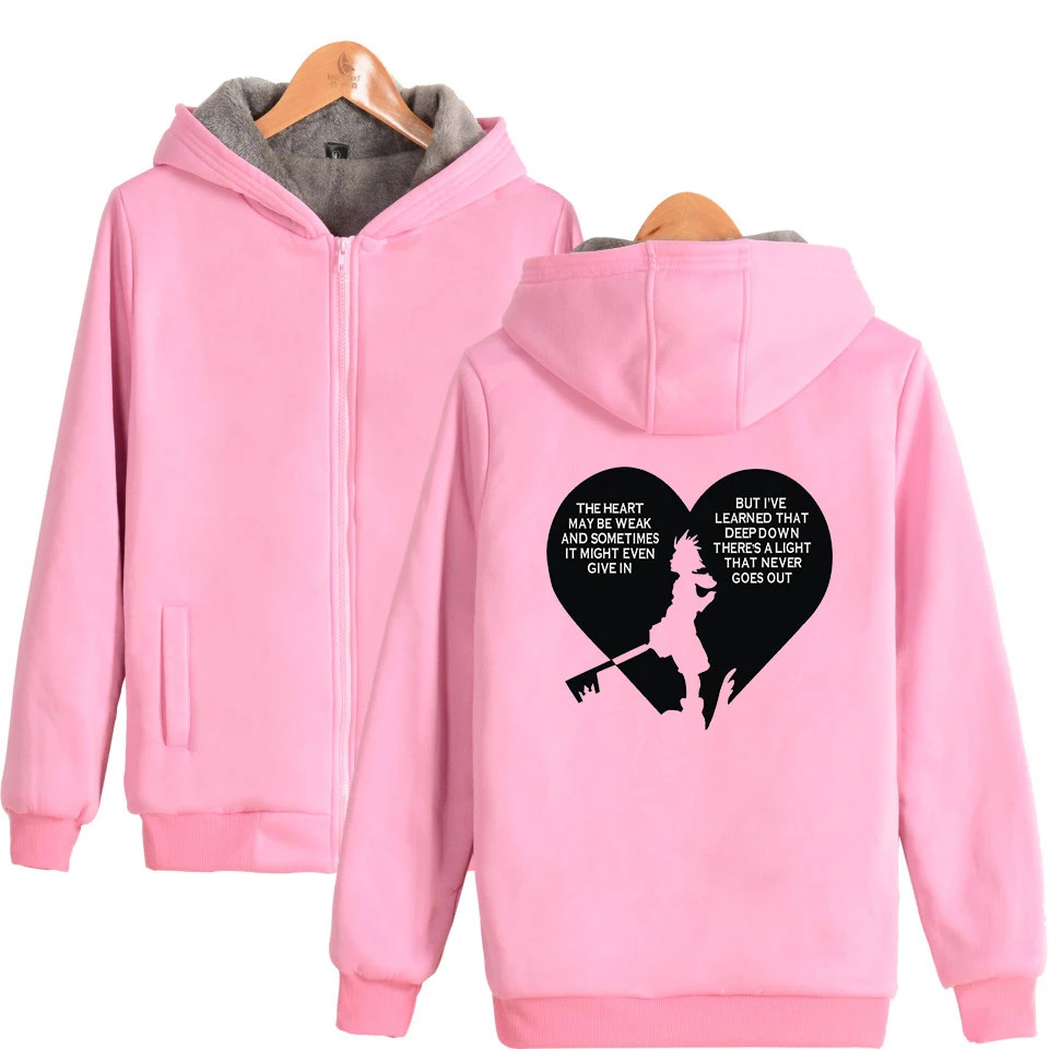 

Fashion Cool Zipper Casual Hoodie Kingdom Hearts Women Winter Warm Thicken Zipper Hoody High Quanlity Long Sleeved Sweatshirt
