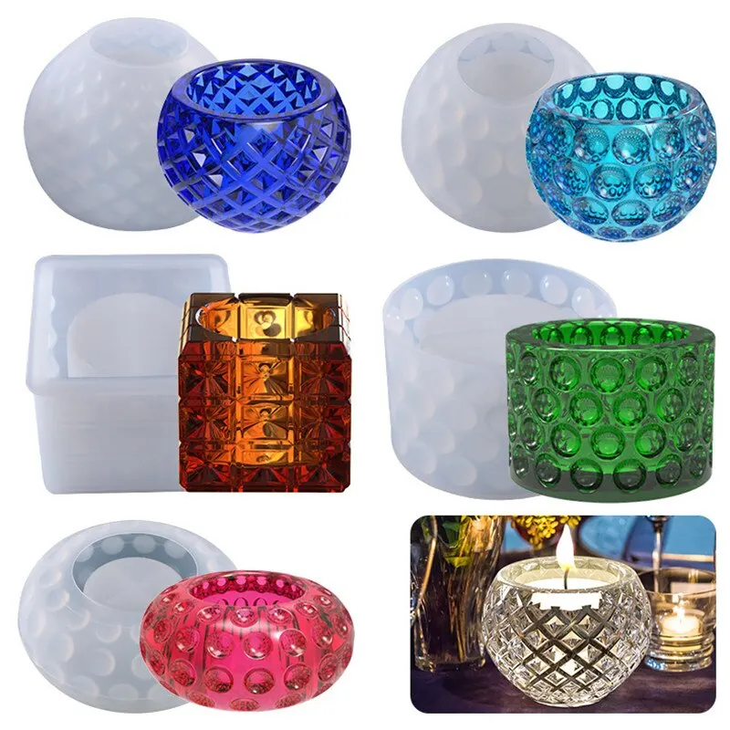 

Round Cement Clay Candle Holder Molds DIY Concrete Mold Silicone Flowerpot Container Mold Home Decoration for Resin