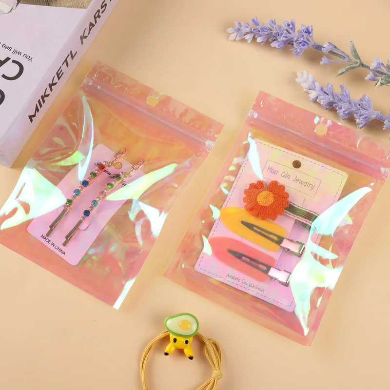 

2000Pcs/Lot 17 Size Rainbow Transparent Symphony Ziplock Bag Iridescent Zip lock Bags Cosmetic Plastic Laser Zipper Wholesale