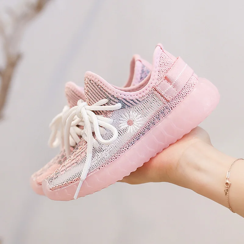

2020 Girls Fashion Sneakers Children Lace-Up Casual Shoes Kids Boys Breathable Air Mesh Sport Shoes Sneakers