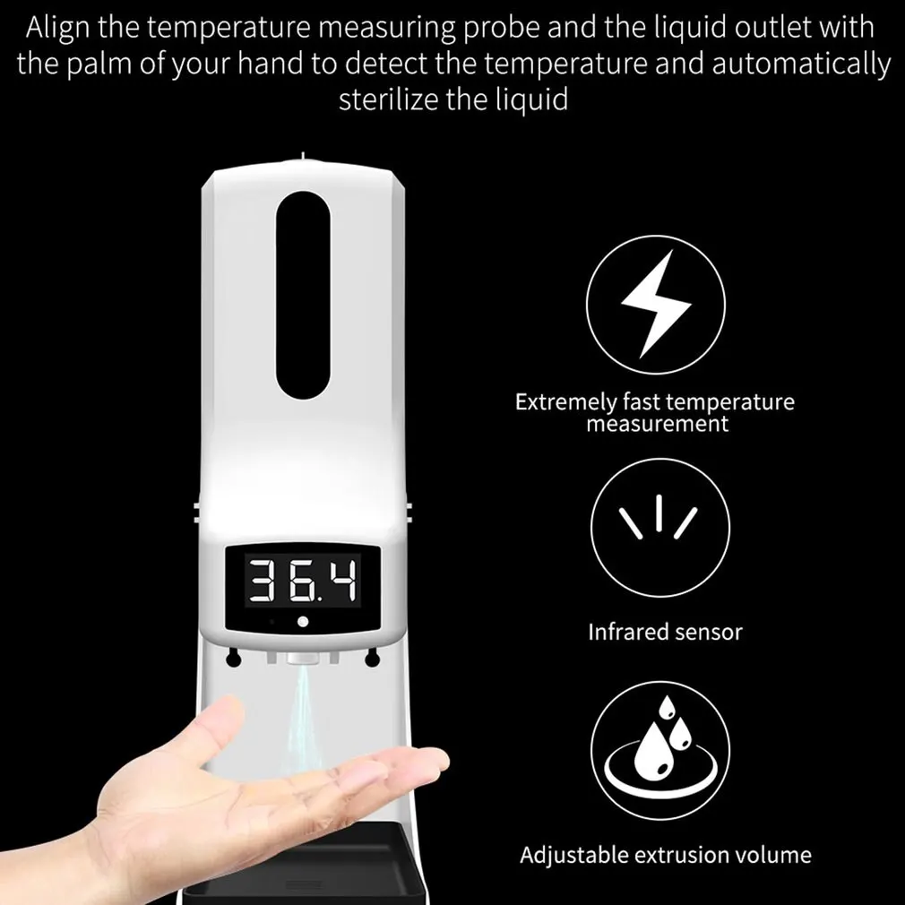 

2020 1000ml Wall-mounted thermometer with Soap Dispenser,with alarm, suitable for use in offices,home schools and communities