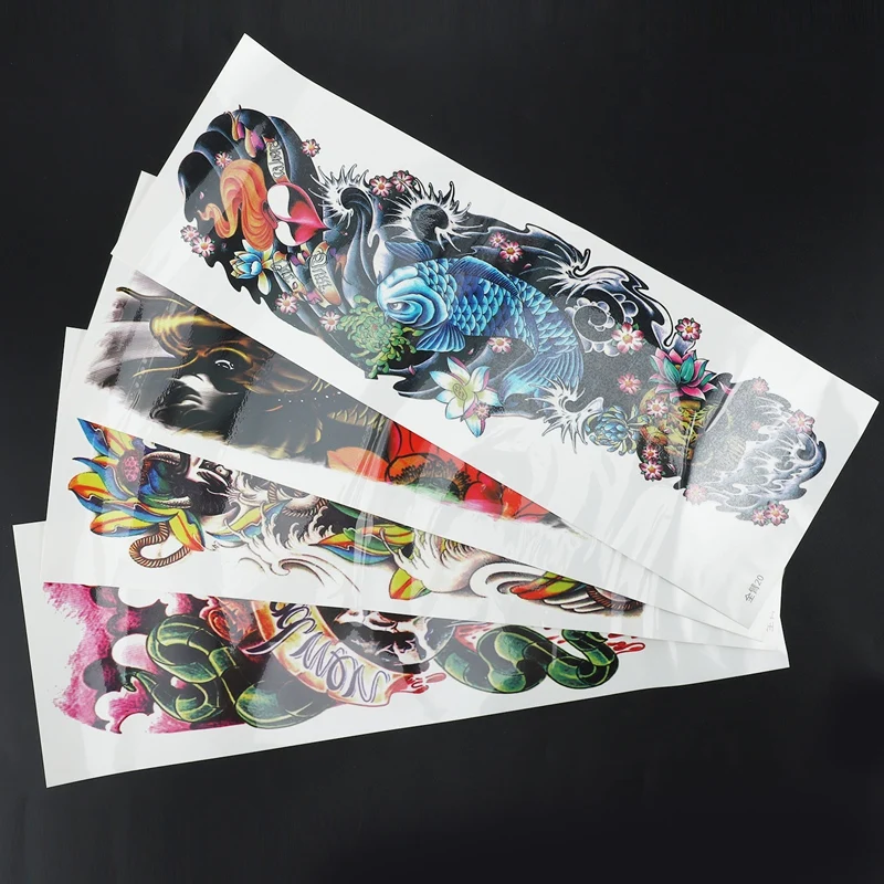 Водостойкие Временные татуировки 4 шт./лот рыба Череп цветные полноразмерные