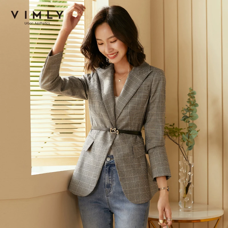Блейзер Женский в клетку на одной пуговице осень | Женская одежда