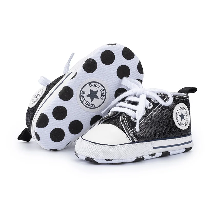 Модные Блестящие Кроссовки для новорожденных мальчиков и девочек мягкие