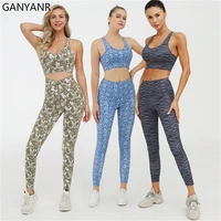 ganyanr gym wear yoga set sportswear workout jogging suit women tracksuit leggings sweat activewear sport bodysuit pants fitness