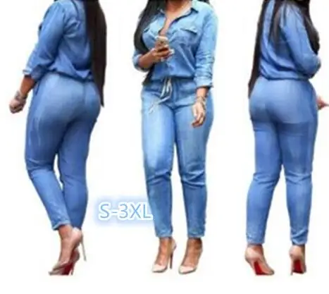 Hot Fashionable Popular 2021  Jumpsuit Long Sleeve Denim Jumpsuit  Summer Long Jumpsuit XXL