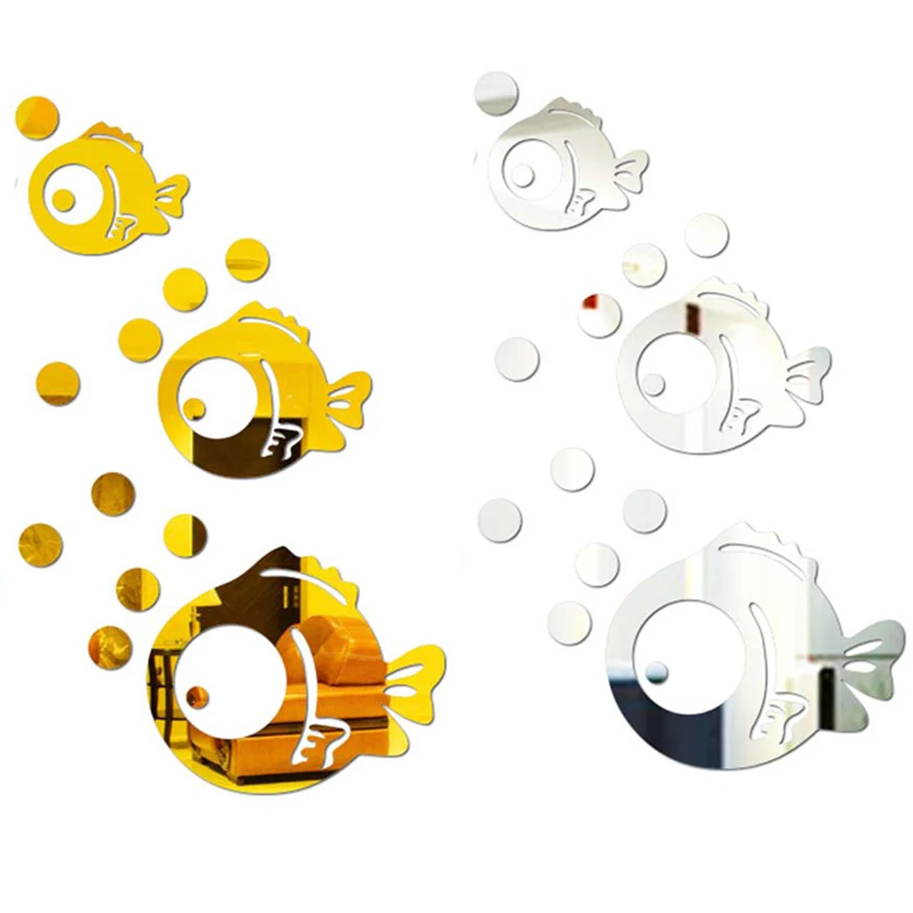 3D акриловое пузырчатое зеркало в форме рыбы наклейки Самоклеящиеся DIY Наклейка