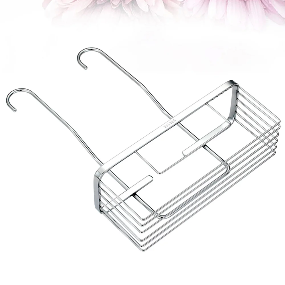 

1pc Stainless Steel Storage Rack Shower Rack Hanging Shelves Toiletries Display Holder for Toilet Bathroom Kitchen (Silver)