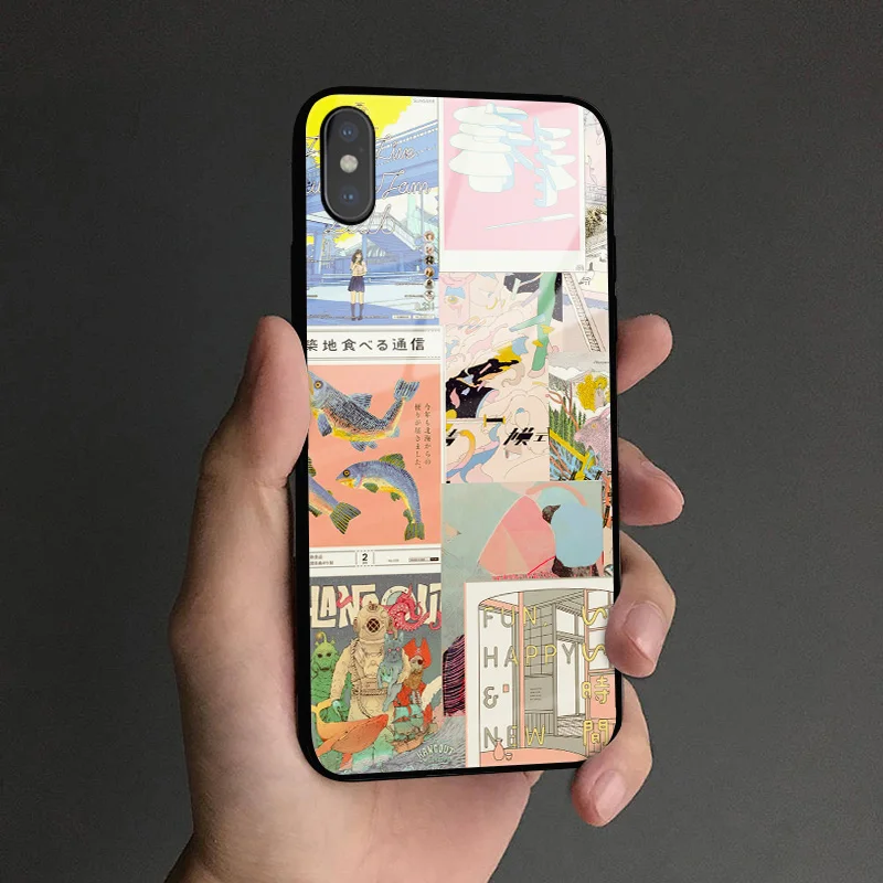 ЯПОНСКИЕ ВИНТАЖНЫЕ коллажи Ukiyo e мягкий силиконовый стеклянный чехол для