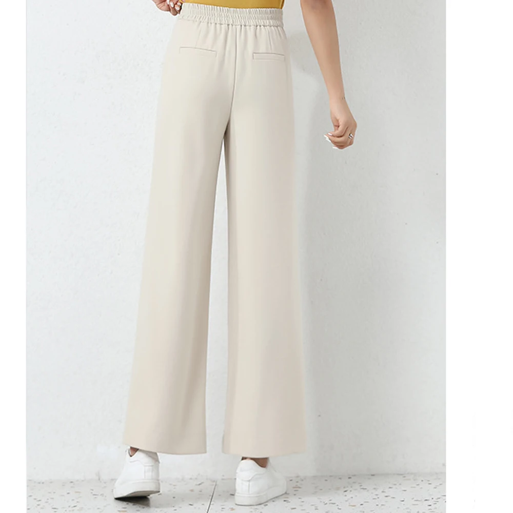 

Summer New Leisure Wide Leg Pants Female Mopping the Floor Pants Drape Female Beige plus Trousers High-Waisted fei tui ku Thin