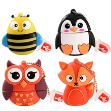 Cartoon USB Flash Drive 128GB 256GB Pen Drive Creative Owl Penguin Fox usb stick 4GB 8GB 16GB 32GB 64GB Pendrive Memory Stick