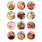 24 шт.лот, винтажный цветочный узор, стеклянные кабошоны 12 мм, стеклянный купол для DIY браслета, ювелирных изделий и компонентов, T146