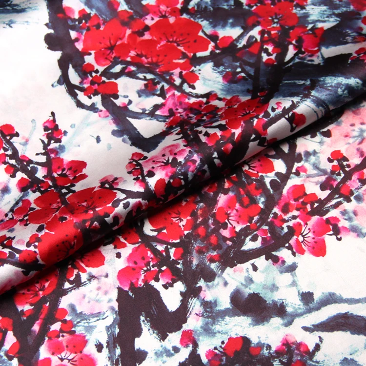 

heavy elastic satin silk cheongsam dress material 19mm stretch silk fabric