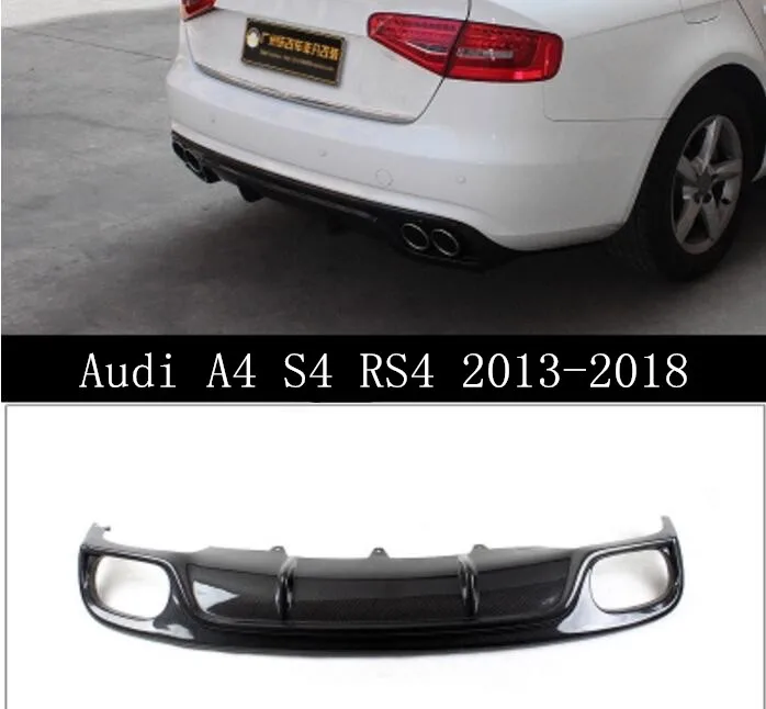 Carbon Fiber Rear Bumper Lip Auto Car Diffuser Fits For Audi A4 S4 RS4 2013 2014 2015 2016 2017 2018 | Автомобили и мотоциклы