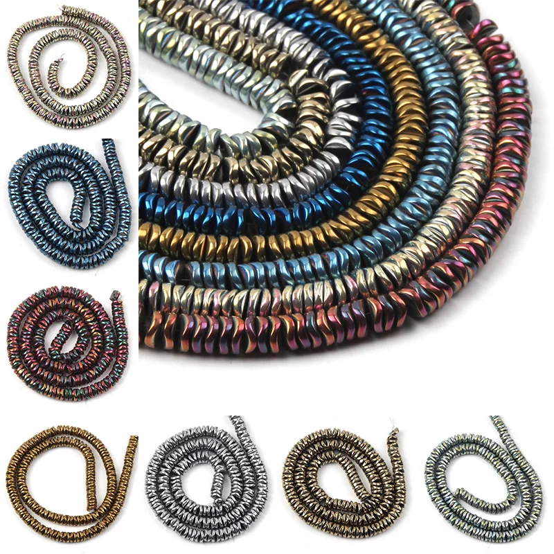 Плоские круглые бусины из гематита натурального камня россыпью 4/6 мм для