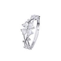 charm finger ring for girl accessories 925 silver jewelry with zircon gemstone adjustable rings wedding party gifts wholesale