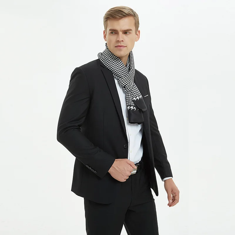 FXAASS твидовый мужской подарок прямоугольный Шелковый клетчатый шарф модный